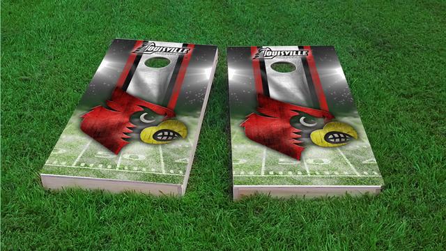 NCAA Field (Louisville Cardinals) Themed Custom Cornhole Board Design