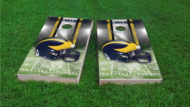 NCAA Field (Michigan Wolverines) Themed Custom Cornhole Board Design