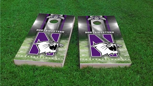 NCAA Field (Northwestern Wildcats) Themed Custom Cornhole Board Design