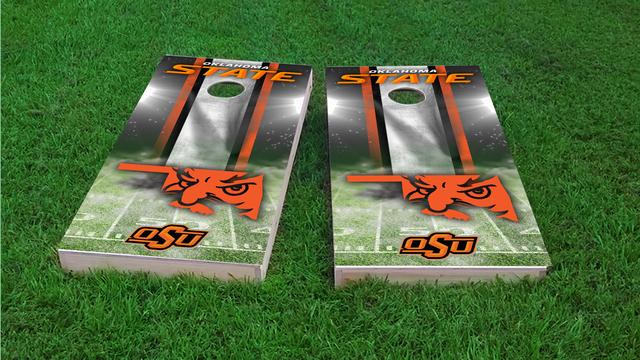 NCAA Field (Oklahoma State Cowboys) Themed Custom Cornhole Board Design