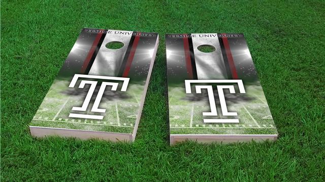 NCAA Field (Temple Owls) Themed Custom Cornhole Board Design