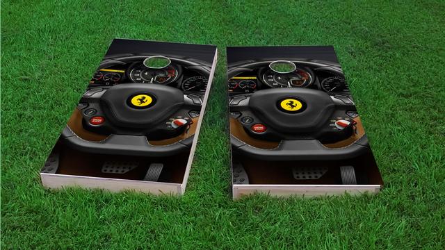 Ferrari Steering Wheel Themed Custom Cornhole Board Design