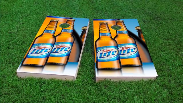 Miller Light Themed Custom Cornhole Board Design