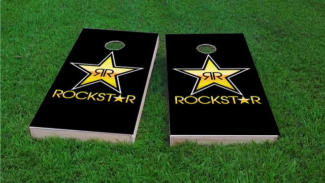 Rockstar Energy Drink Themed Custom Cornhole Board Design