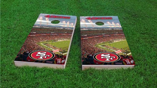 NFL Stadium (San Francisco 49ers) Themed Custom Cornhole Board Design