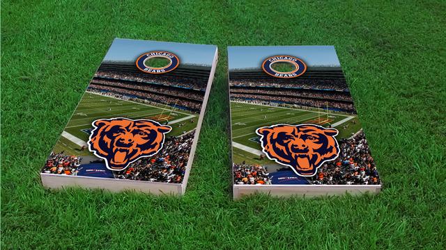 NFL Stadium (Chicago Bears) Themed Custom Cornhole Board Design