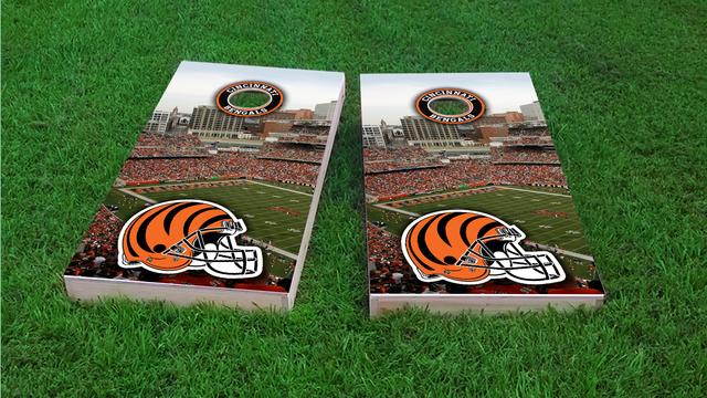 NFL Stadium (Cincinnati Bengals) Themed Custom Cornhole Board Design