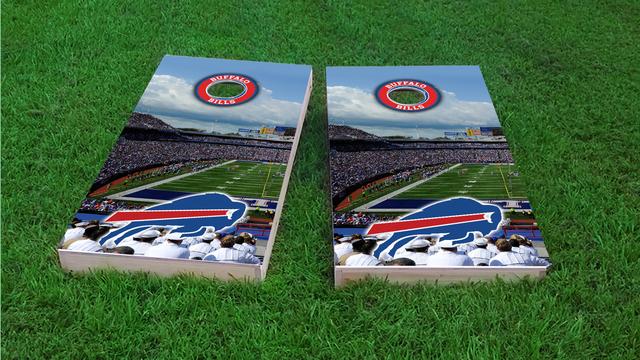NFL Stadium (Buffalo Bills) Themed Custom Cornhole Board Design