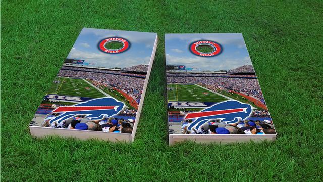 NFL Stadium (Buffalo Bills) Themed Custom Cornhole Board Design
