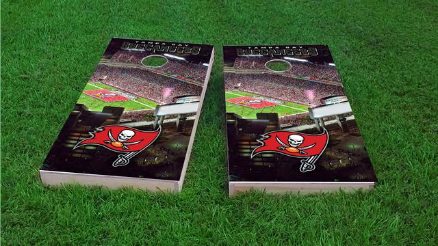 NFL Stadium (Tampa Bay Buccaneers) Themed Custom Cornhole Board Design
