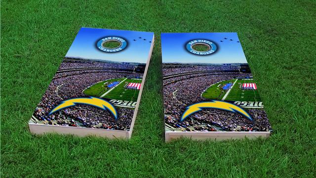 NFL Stadium (San Diego Chargers) Themed Custom Cornhole Board Design