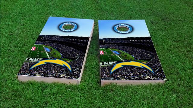 NFL Stadium (San Diego Chargers) Themed Custom Cornhole Board Design
