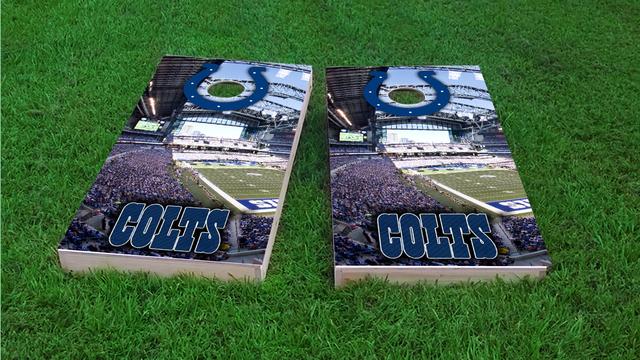 NFL Stadium (Indianapolis Colts) Themed Custom Cornhole Board Design