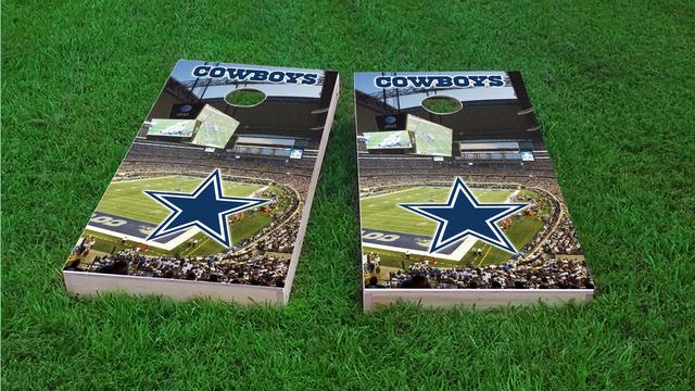 NFL Stadium (Dallas Cowboys) Themed Custom Cornhole Board Design