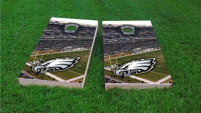 NFL Stadium (Philedelphia Eagles) Themed Custom Cornhole Board Design