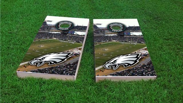 NFL Stadium (Philedelphia Eagles) Themed Custom Cornhole Board Design