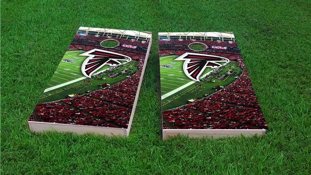 NFL Stadium (Atlanta Falcons) Themed Custom Cornhole Board Design