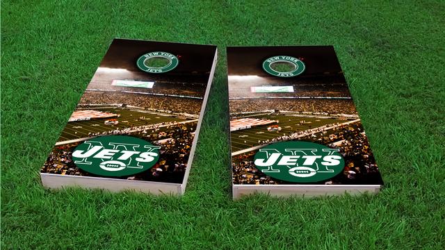 NFL Stadium (New York Jets) Themed Custom Cornhole Board Design