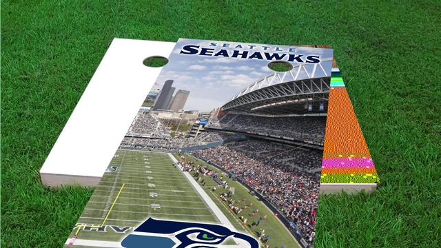 NFL Stadium (Detroit Lions) Themed Custom Cornhole Board Design