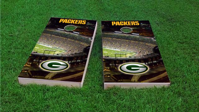 NFL Stadium (Green Bay Packers) Themed Custom Cornhole Board Design