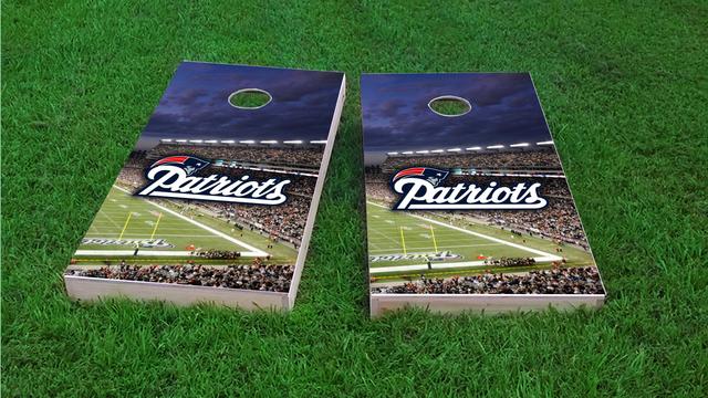 NFL Stadium (New England Patriots) Themed Custom Cornhole Board Design