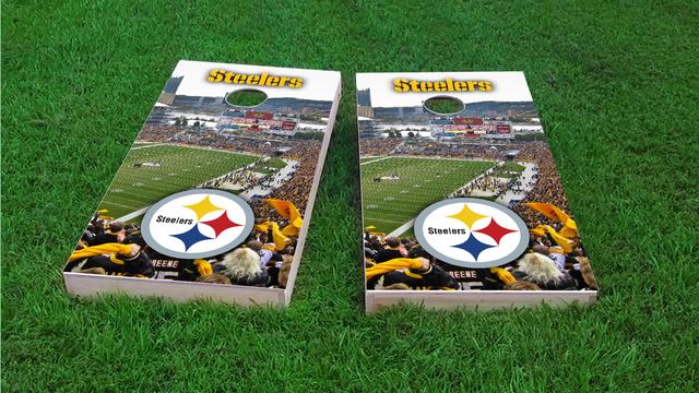 NFL Stadium (Pittsburgh Steelers) Themed Custom Cornhole Board Design