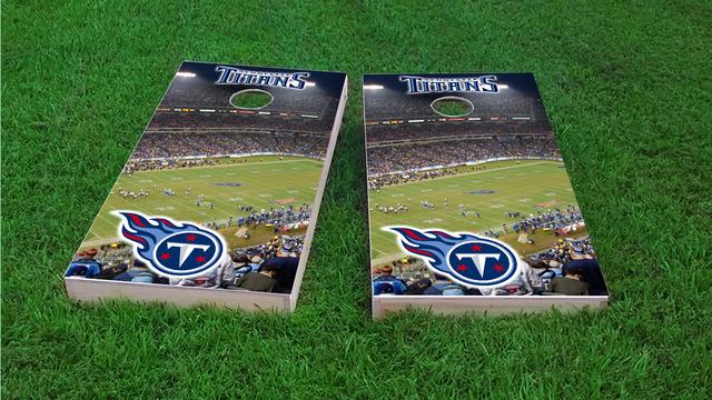 NFL Stadium (Tennessee Titans) Themed Custom Cornhole Board Design