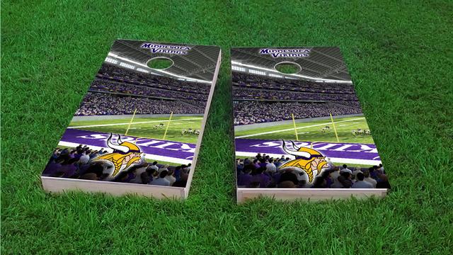 NFL Stadium (Minnesota Vikings) Themed Custom Cornhole Board Design
