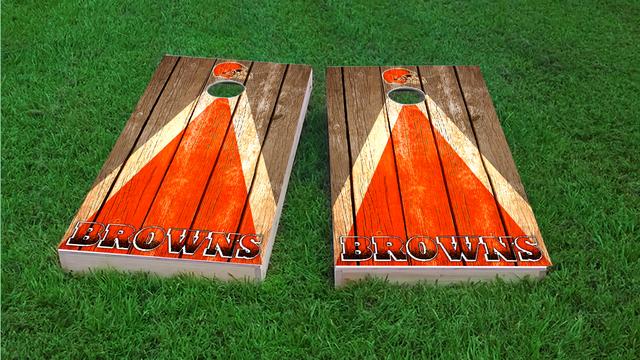 NFL Triangle (Cleveland Browns) Themed Custom Cornhole Board Design