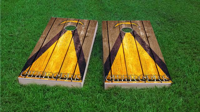 NFL Triangle (San Diego Chargers) Themed Custom Cornhole Board Design
