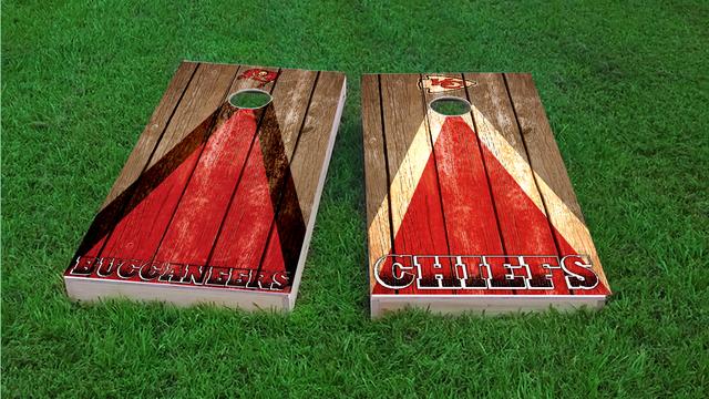 NFL Triangle (Kansas City Chiefs) Themed Custom Cornhole Board Design