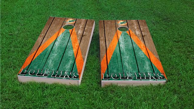 NFL Triangle (Miami Dolphins) Themed Custom Cornhole Board Design