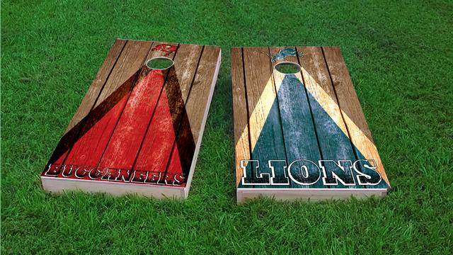 NFL Triangle (Detroit Lions) Themed Custom Cornhole Board Design