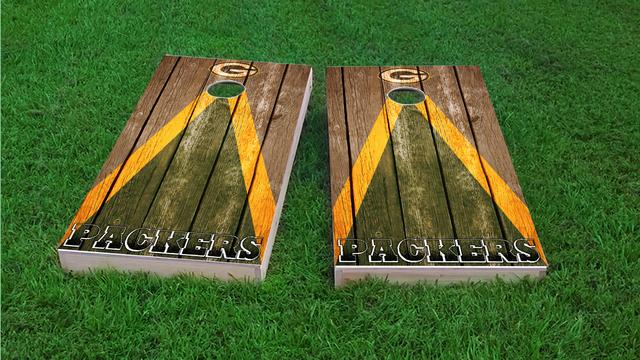 NFL Triangle (Green Bay Packers) Themed Custom Cornhole Board Design