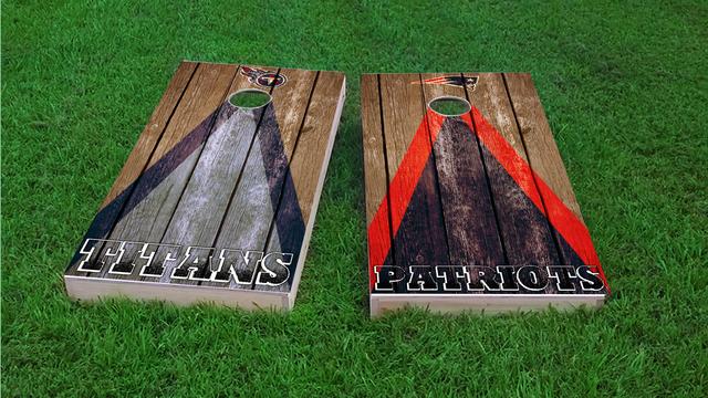 NFL Triangle (New England Patriots) Themed Custom Cornhole Board Design