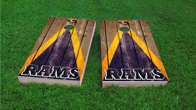 NFL Triangle (Los Angeles Rams) Themed Custom Cornhole Board Design