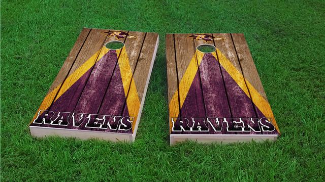 NFL Triangle (Baltimore Ravens) Themed Custom Cornhole Board Design