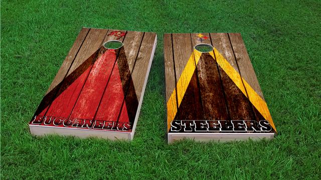 NFL Triangle (Pittsburgh Steelers) Themed Custom Cornhole Board Design