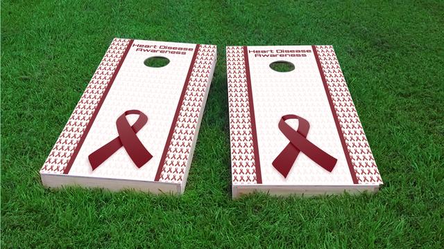 Heart Disease Awareness Themed Custom Cornhole Board Design