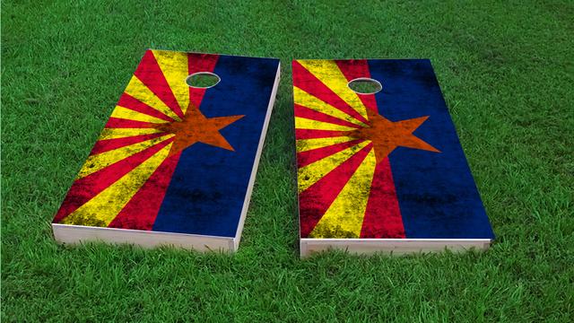 Worn State (Arizona) Flag Themed Custom Cornhole Board Design