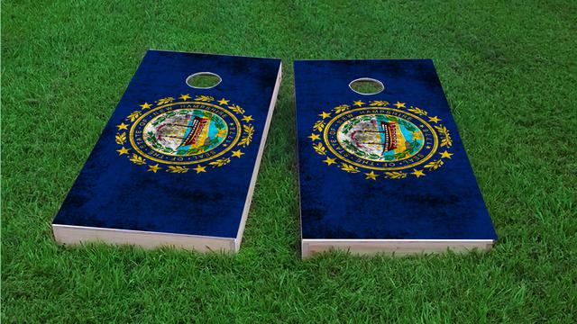 Worn State (New Hampshire) Flag Themed Custom Cornhole Board Design