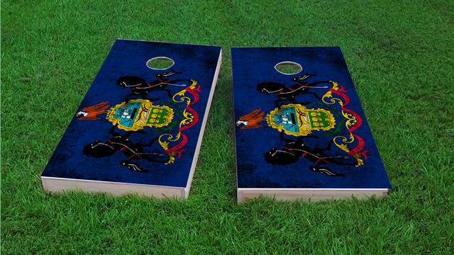 Worn State (Pennsylvania) Flag Themed Custom Cornhole Board Design