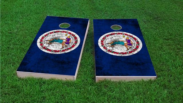 Worn State (Virginia) Flag Themed Custom Cornhole Board Design