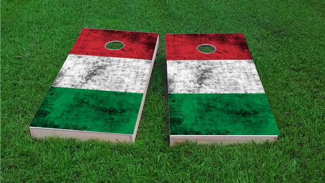 Worn National (Italy) Flag Themed Custom Cornhole Board Design