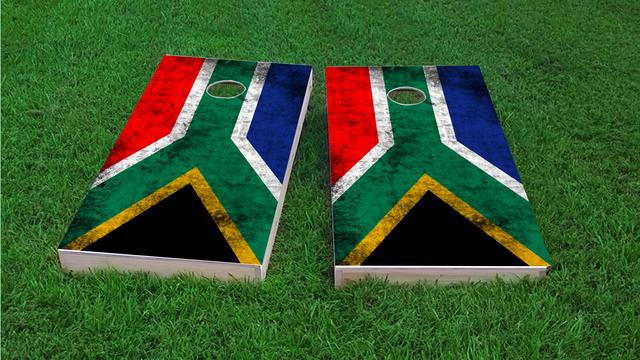 Worn National (South Africa) Flag Themed Custom Cornhole Board Design