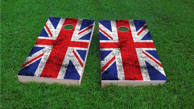 Worn National (United Kingdom) Flag Themed Custom Cornhole Board Design