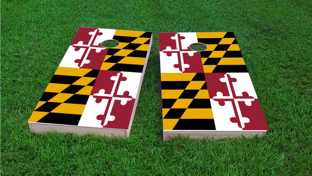 Maryland State Flag Themed Custom Cornhole Board Design