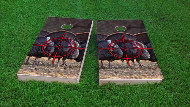 Turkey Hunting #1 Themed Custom Cornhole Board Design