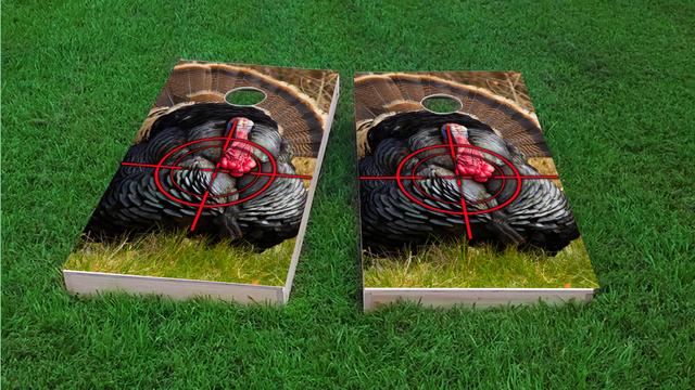 Turkey Hunting #2 Themed Custom Cornhole Board Design