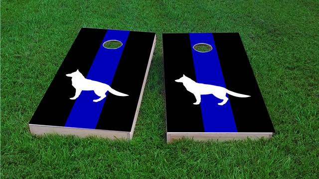  Blue Line K9 Themed Custom Cornhole Board Design